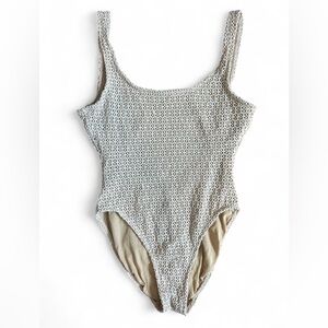 Vintage Backflip cream and tan textured knit one piece swimsuit